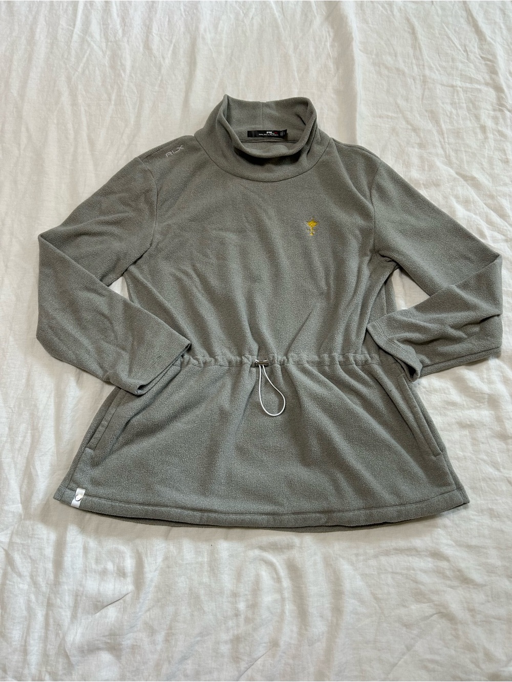 RLX Ralph Lauren Gray Fleece Pullover with Drawstring Waist